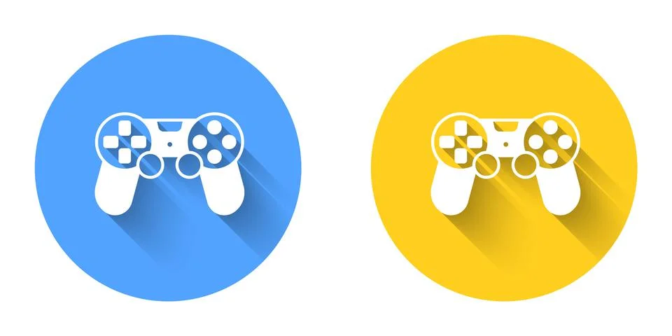 White Game controller or joystick for game console icon isolated with long Stock Illustration