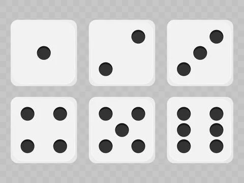 White game dice vector set on checkered background Stock Illustration