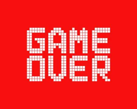 White game over logo in pixel art style Stock Illustration