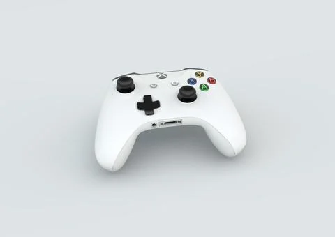 White Game Pad Controller on a studio background. Minimal concept. 3D render. Stock Illustration