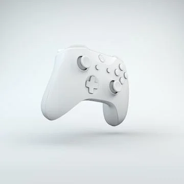 White Game Pad Controller on a studio background. Monochrome. 3D render. Stock Illustration