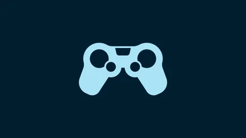 White Gamepad icon isolated on blue background. Game controller. 4K Video motion Stock Footage 229558545