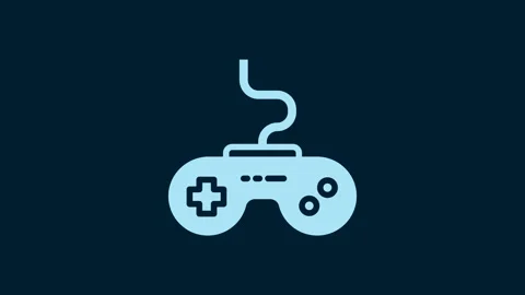 White Gamepad icon isolated on blue background. Game controller. 4K Video motion Stock Footage 229574607