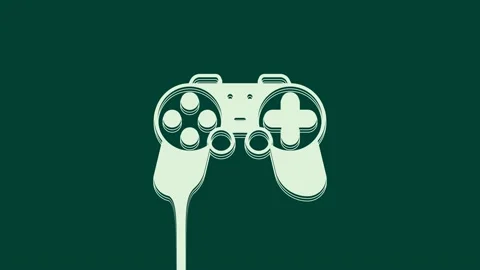 White Gamepad icon isolated on green background. Game controller. 4K Video Stock Footage 236029523