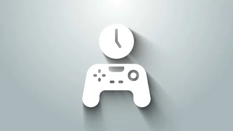 White Gamepad of time icon isolated on grey background. Time to play games. Game Stock Footage 145991617