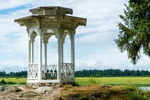 White gazebo. Stock Photos