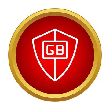 White gb shield icon on red circular background Stock Illustration
