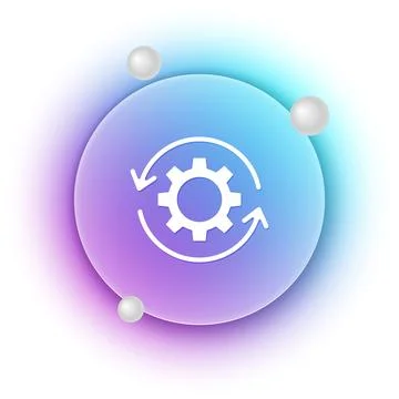 White Gear and arrows as workflow concept icon isolated on white background.. Stock Illustration