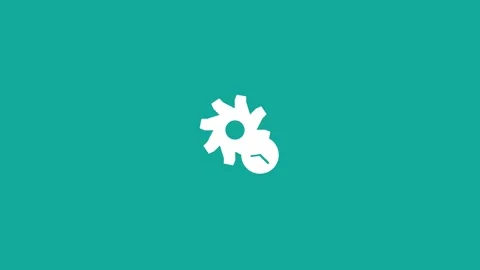 White gear and clock time icon on a solid teal background 動画素材 341485246
