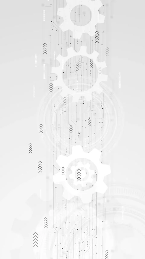 White gear automation technology soft mechanical shapes, thin circuit lines, arr Stock Footage 340556893