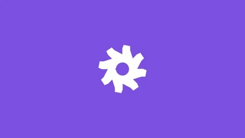 White gear with a checkmark icon on a solid violet background 스톡 동영상 341485856