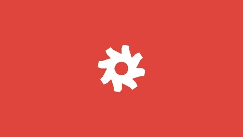 White gear with a checkmark icon on a solid red background 스톡 동영상 341485919