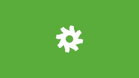 White gear with a checkmark icon on a solid green background 스톡 동영상 341485991
