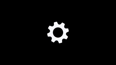 White Gear Icon Dark Background Minimal Design Style Stock Footage 332526398
