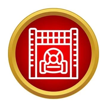 White gear industrial process icon in a factory setting Stock Illustration