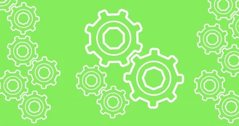 White gear machine animation with green screen Vidéo 202206965