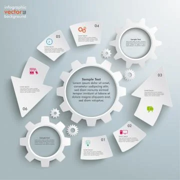 White gear machine cycle 6 options Stock Illustration