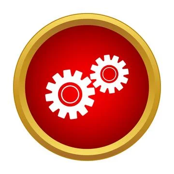 White gear wheels setting options icon button Stock Illustration