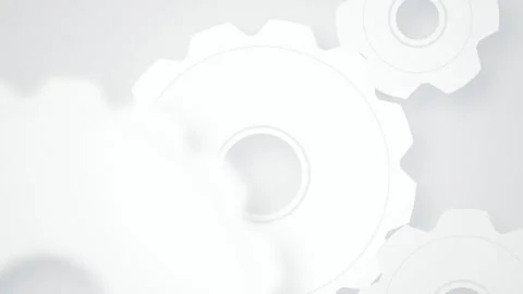 White gear wheels turning seamless loop mechanical background Stock Footage 345601044