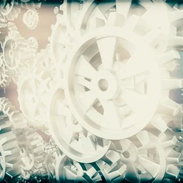 White gears and cogs macro Stockillustratie