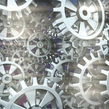 White gears and cogs macro Illustrazione stock