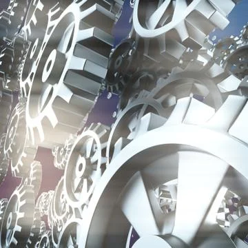 White gears and cogs macro Stockillustratie