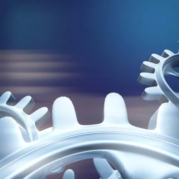 White gears and cogs macro Illustrazione stock