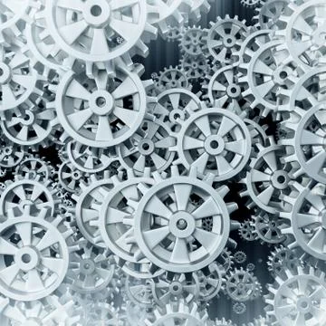 White gears and cogs macro Illustration