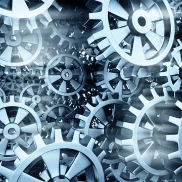 White gears and cogs macro Stock Illustration