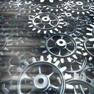 White gears and cogs macro Illustrazione stock