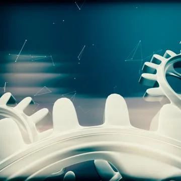 White gears and cogs macro Stockillustratie