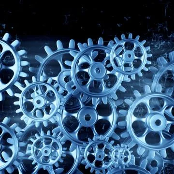 White gears and cogs macro Stock Illustration