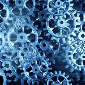 White gears and cogs macro Illustrazione stock