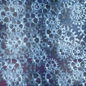 White gears and cogs macro Stock Illustration