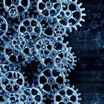 White gears and cogs macro Illustrazione stock