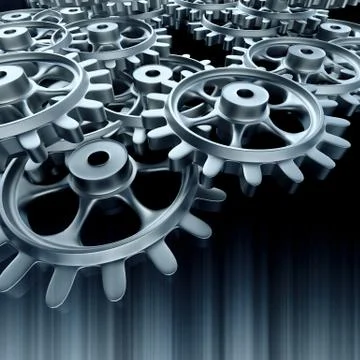 White gears and cogs macro Illustrazione stock