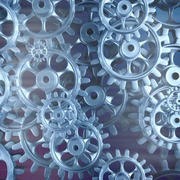 White gears and cogs macro Illustrazione stock