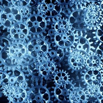 White gears and cogs macro Illustrazione stock