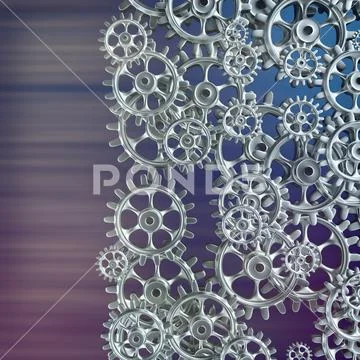 White gears and cogs macro Stock Illustration