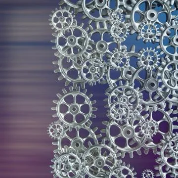 White gears and cogs macro Illustrazione stock