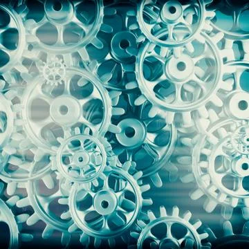 White gears and cogs macro Illustrazione stock