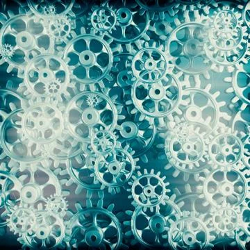 White gears and cogs macro Stock Illustration