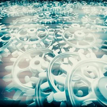 White gears and cogs macro Stock Illustration