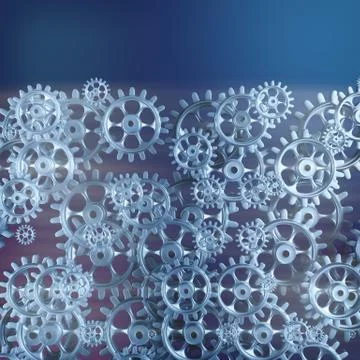 White gears and cogs macro Illustrazione stock