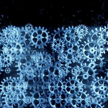 White gears and cogs macro Illustrazione stock