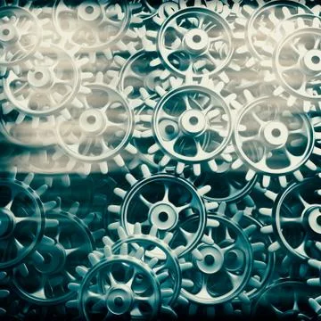 White gears and cogs macro Illustrazione stock