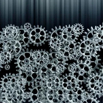 White gears and cogs macro Stock Illustration