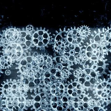 White gears and cogs macro Stock Illustration