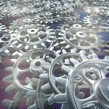 White gears and cogs macro Stock Illustration