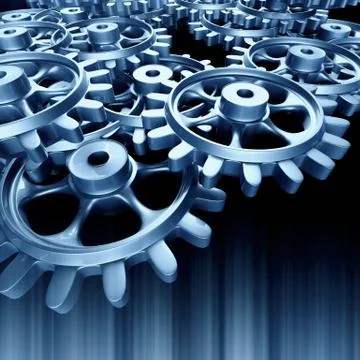 White gears and cogs macro Illustrazione stock